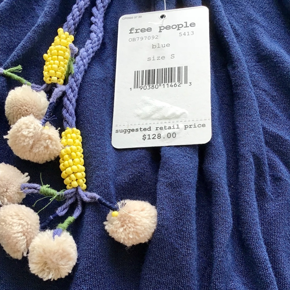 NWT Free People Fiesta Blue Boho Ruffled Tunic - Picture 4 of 4